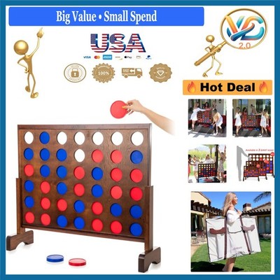 Gosports 3ft Wooden Giant Connect 4 Game with Coins Carry Case Indoor Outdoor