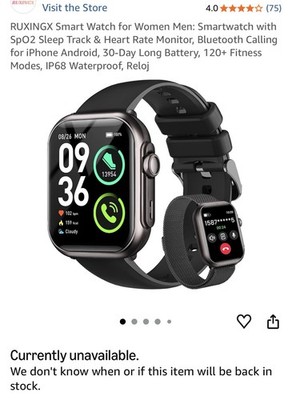 RUXINGX G62 Black Smart Watch w/ Long Battery Life, for iPhone or Android