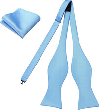 Men's Woven Self Tie Bow Tie and Pocket Square Men's Formal Wear Black Bow Ties