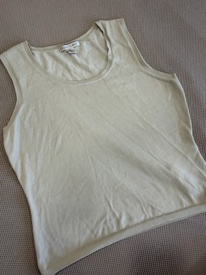 Casual Corner Light Cream Knit, Tank Top Size Small ￼￼