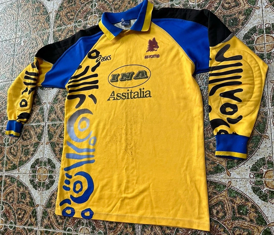 MAGLIA RARISSIMA VINTAGE AS ROMA ASICS INA ASSITALIA Match Worn Num #12 PORTIERE - Immagine 4 di 4