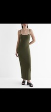 Express RIBBED SCOOP NECK MAXI CAMI DRESS XL Artillery Green NWT