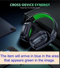 Wireless Gaming Headset for PS5 PS4 PC Switch Bluetooth 50H Battery Black/Blue