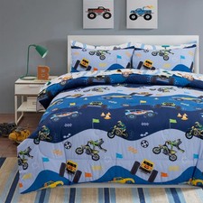 A Nice Night 5Pcs Bed in A Bag Cartoon Cartoon Car Kids Comforter Set Constru...