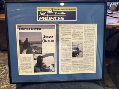Framed Jawann Oldham Knicks ''Airwolf Beware'' Article - Vintage NBA Memorabilia