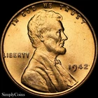 1942 Lincoln Wheat Cent Penny GEM BU Uncirculated RED