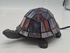 Vintage Turtle Tiffany Style Stained Glass Accent Table Lamp Night Light garden