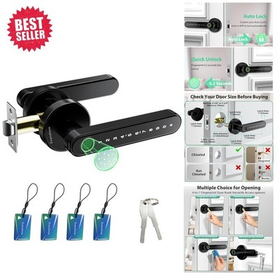 Elegant Matte Black Fingerprint Lock - Secure and Smart Keyless Entry Solution