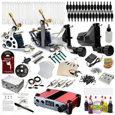 HILDBRANDT 4 Machine Tattoo Kit Complete Professional Coil Rotary Gun Set Ink