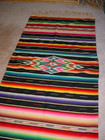 HUGE OLD VINTAGE MEXICAN SALTILLO WOOL BLANKET WONDERFUL DRAMATIC COLORS 79 X 38 — photo 1