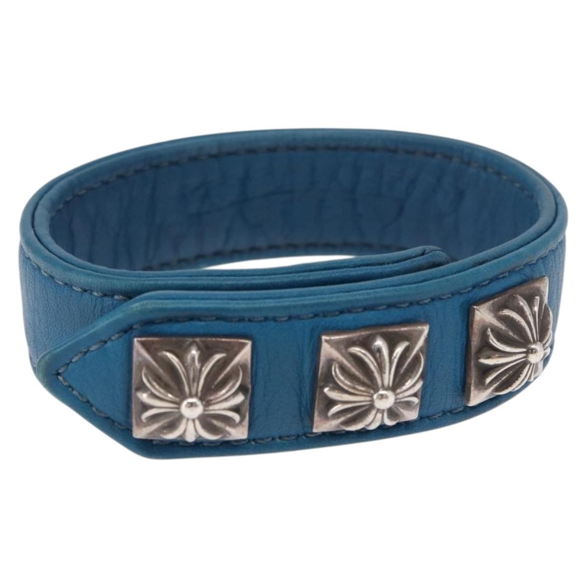Chrome Hearts 3 Buttons 2 Snaps Pyramid Cross Button Bracelet Blue
