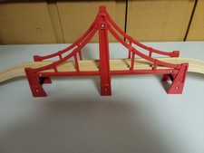 Brio World Wooden Railway Train Red Suspension Bridge  Ascending Tracks