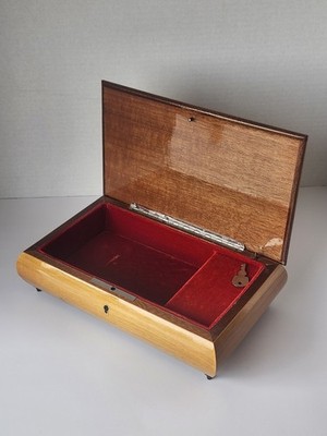 Reuge Music Box Italy Inlaid Wood Jewelry Box Blue Danube Swiss