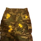 Men’s Green Brown Camo Cargo Pants Yellow Star Patches Straight Leg Size 32 — photo 2