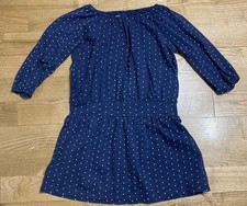 Girl's Gap Dark Dusty Blue Polka Dot Dress Size 6-7 EUC