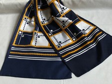 Vintage Mod Mens Yellow Blue Geomtric Scarf Cravat Necktie