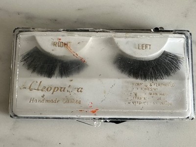 Vintage 1960-1970 Cleopatra False Eye Lashes  Case & instructions handmade hair