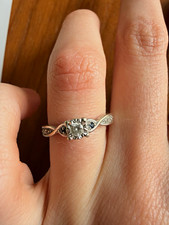 9ct White Gold Round Diamond Prong Set Engagement Ring Size M 2mm Band