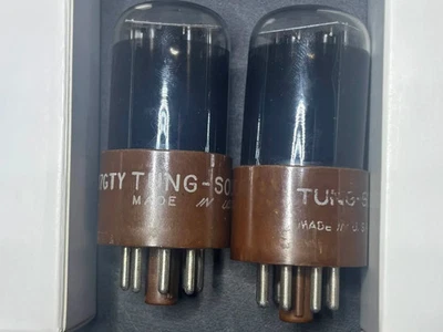 TungSol JAN CTL 6SU7GTY Matched Pair Great NOS Quality Brown Plate Black Glass - Image 1 of 4