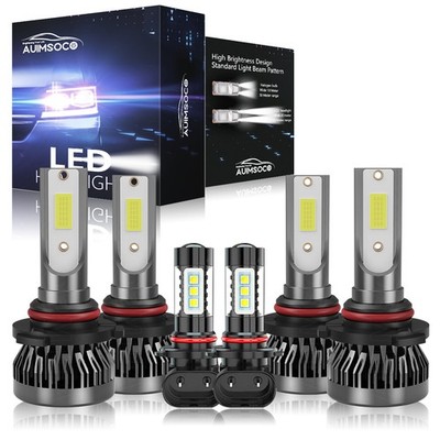 For GMC Sierra 1500 Classic 2007 6Pcs LED Headlight Kit Bulbs Hi/Lo Fog Beam 60W
