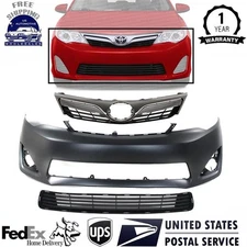 Front Bumper Cover Fascia & Grille Assembly Chrome For 2012-2014 Toyota Camry