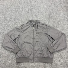 Members Only Jacket Mens Large Gray Bomber Full Zip Microfiber Classic