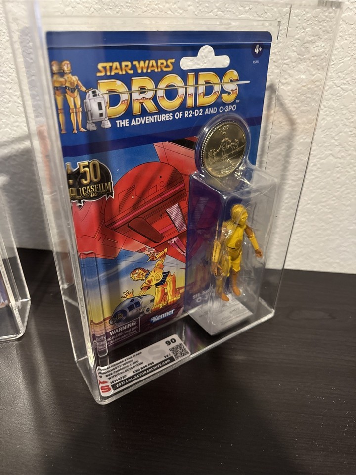 1985 2021 Star Wars Droids R2-D2 Popup Lightsaber C-3P0 CAS MIS-GRADED ...