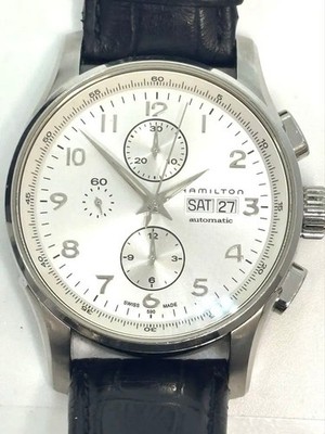 HAMILTON Jazzmaster Maestro Auto Chrono Watch 44mm Stainless Steel Case Leather