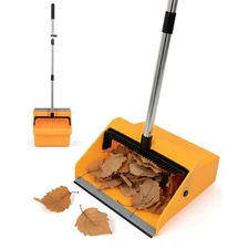 Large Commercial Dustpan with Comb Long Handle Upright Heavy Duty Outdoor Indoor