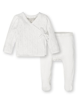 Hope & Henry 2Pc Wrap Top & Pant Set  0-3 M