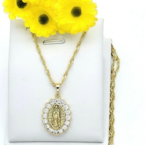 Guadalupe Necklace Oval CZ Pendant 
