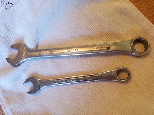 S-K Wayne Tools C-22 11/16" & C-16 1/2" Combination Wrenches Forged USA 12 Pt. - 第 2/3 張圖片