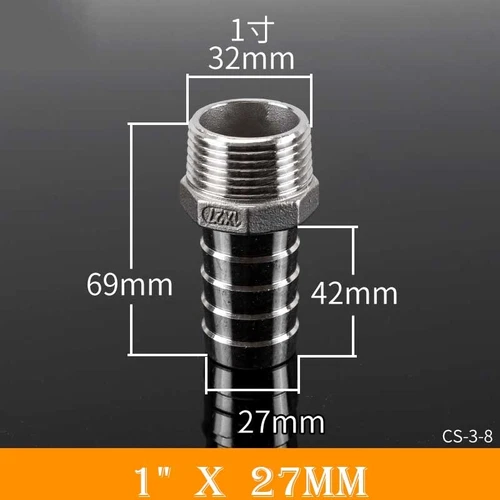 Stainless Male Thread Pipe Fitting x Barb Hose Tail Connector BSP 1/8" to 4" - Bild 60 von 86