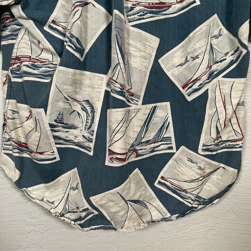 Reyn Spooner Men XL Blue White Shirt Sailboat Yacht Marlin Print Short Sleeve - Picture 6 of 10