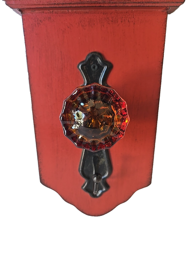 Antico appendiabiti da parete ferro rosso appendiabiti vintage pomello porta legno decorazione - Foto 2 di 18
