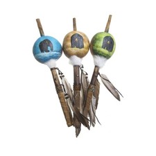 Native American Indian Mimbres Bear Talking Stick Gourd Rattle - Extra Large