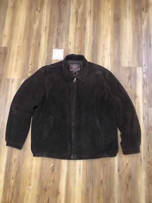 American Classics Colebrook Brown Suede Leather Jacket Mens XL Bomber READ