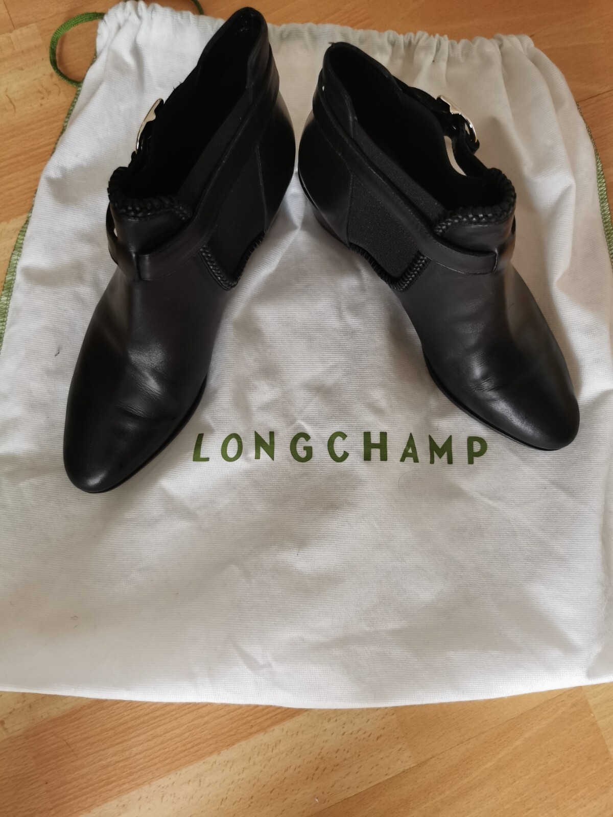 Women's Longchamp Black Leather Ankle Boots Size UK 7 image 2