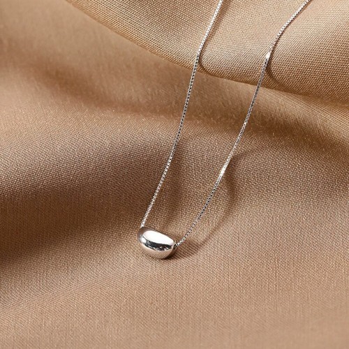 Woman Fashion 18K Gold Plated Stainless Steel Cute Bean Charm Necklace Chain - Picture 3 of 8