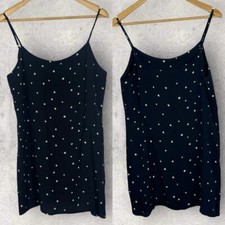Reformation Lindsay Dress Star Print Black White Size 10 Mini Length Adjustable