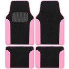 Pink Car Floor Mats 4 Pieces Set Carpet Rubber Backing All Weather Protection