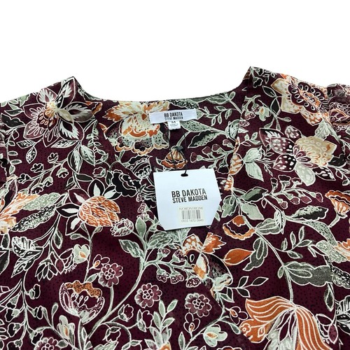 BB Dakota Steve Madden Womens Sz Medium Port Maroon Floral Fancy That Mini Dress - Picture 5 of 19