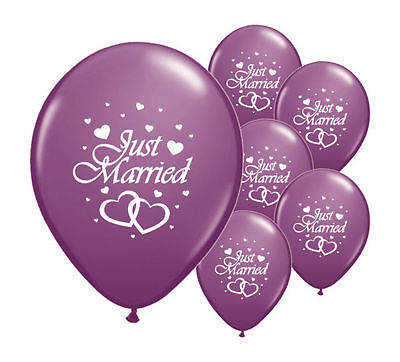 PA 10 Just Married Lilas 12" Hélium Qualité Perlée Mariage Ballons