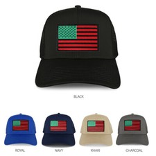 XXL Oversize Red Green Black USA Flag Patch Mesh Back Trucker Baseball Cap