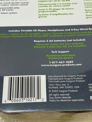 Insignia Non-Skip Portable CD Player IS-PA040717 Brand New Sealed - Picture 3 of 4