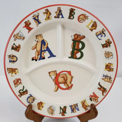 Tiffany & Co Alphabet Bears Plate, ABC Porcelain Divided Plate, Japan 1994