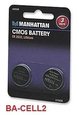 Lithium CMOS Battery CR2032, ( 2 pack), BA-CELL2 