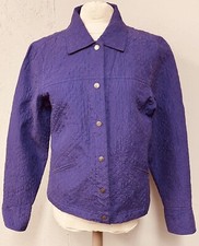 Coldwater Creek Purple Silk Quilted Jacket Sz. M Snap Front Closures 2 pockets