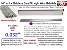 100 Pieces Stainless Steel Straight Lure Shaft Wire Form 0.032" X 14 Inch Long