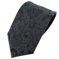 Tigertie Designer Krawatte Anthrazit Schwarz Gemustert - Binder Tie Schlips